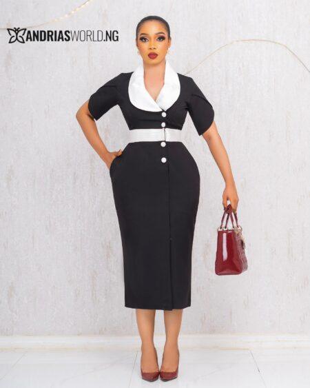 BLACK AND WHITE MIDI DRESS