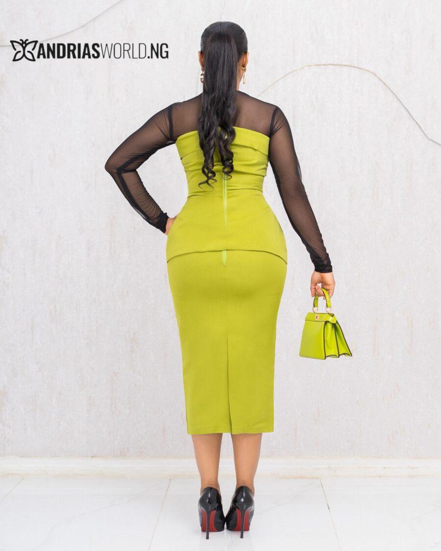 LEMON SKIRT SET WITH BLACK MESH TOP