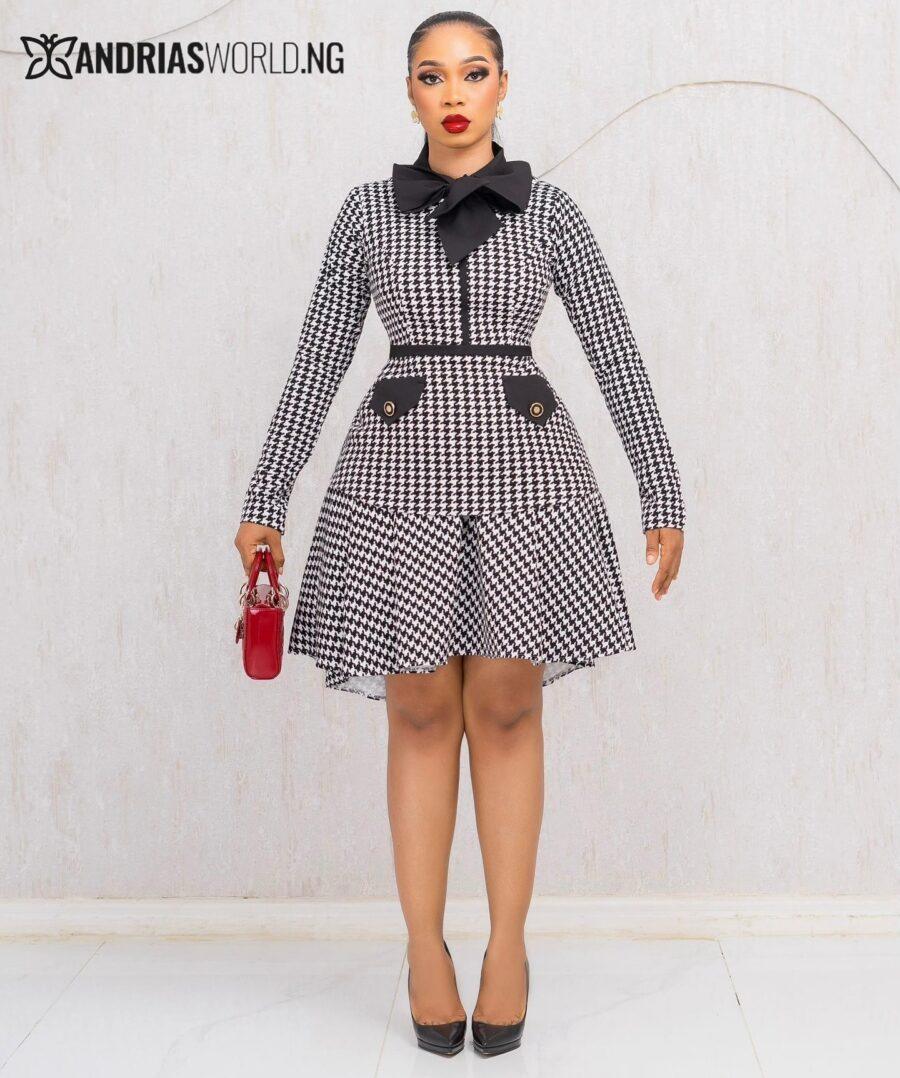 BLACK AND WHITE CHECK SKIRT SET
