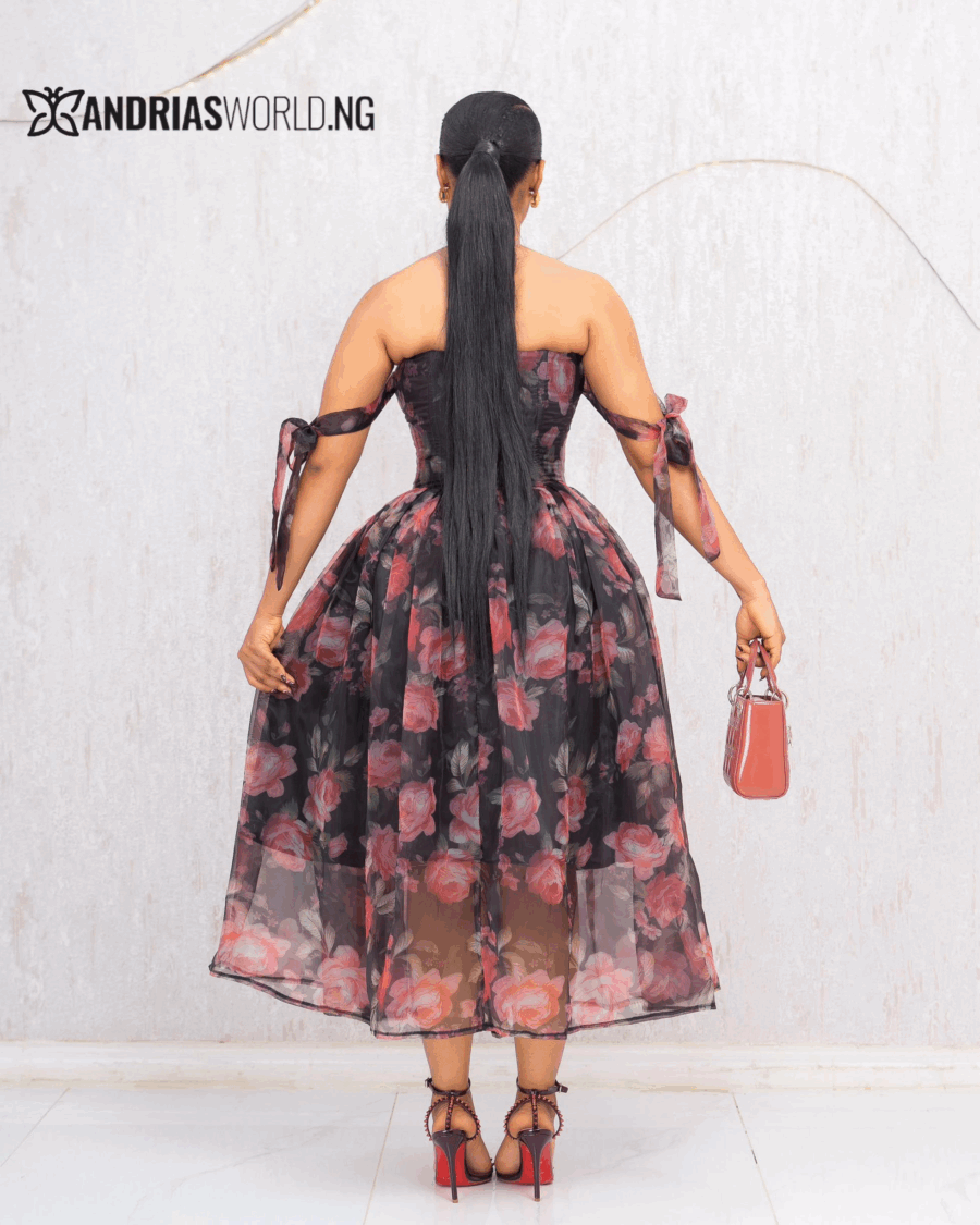 BLACK AND FLORAL CORSET DRESS