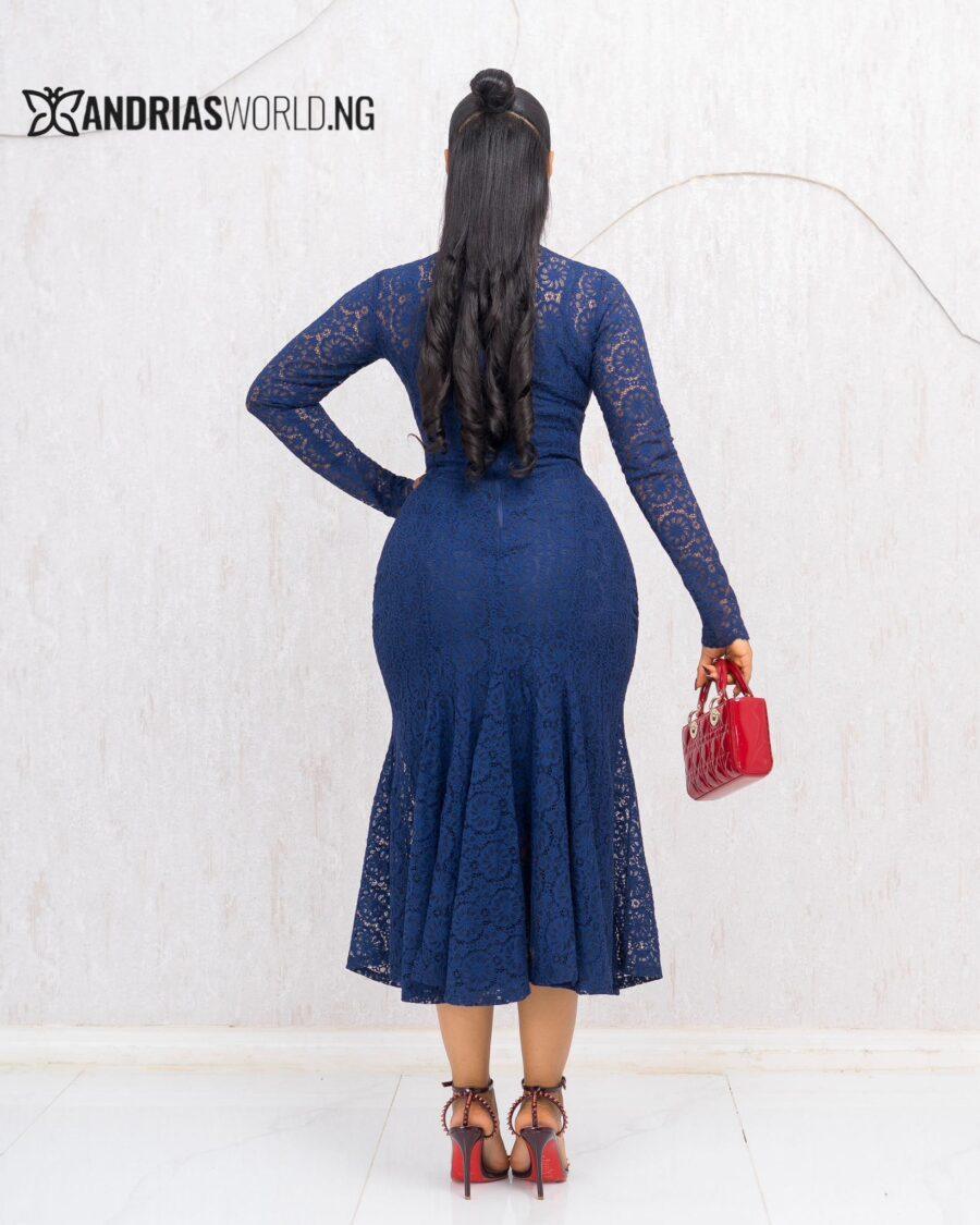 NAVY BLUE LACE DRESS WITH INNER