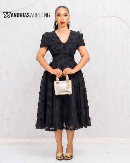 BLACK PETAL SKATER DRESS