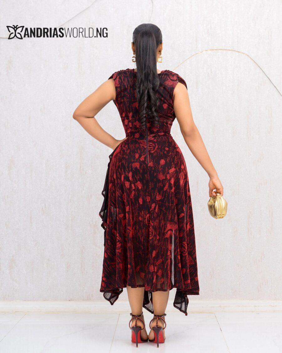 WINE SHIMMER ASYMMETRICAL DRESS
