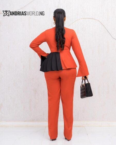 ORANGE AND BLACK CUTOUT BLAZER SET