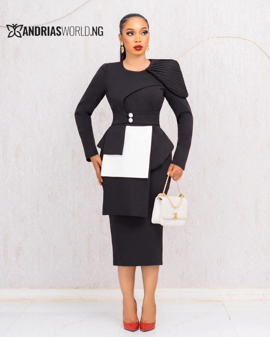 BLACK AND WHITE MONOCHROME SKIRT SET