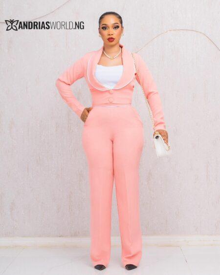 PEACH THREE PIECE CROPPED BLAZER SET