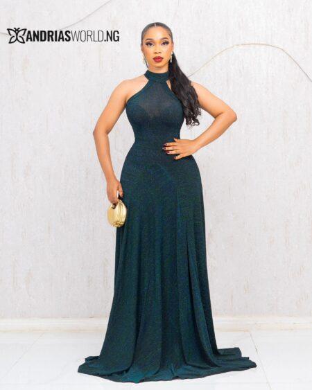 GREEN SHIMMER SLEEVELESS MAXI DRESS