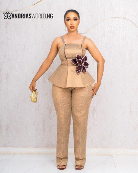 BROWN AND WINE DAMASK TROUSER SET
