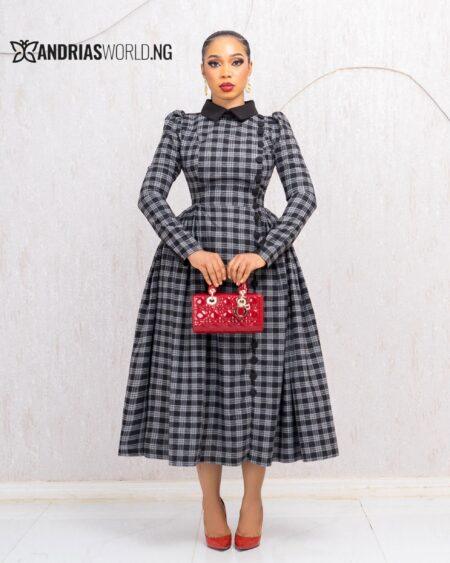 BLACK AND GREY CHECK SKATER DRESS