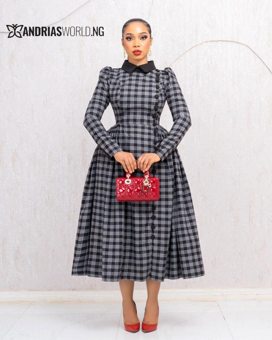 BLACK AND GREY CHECK SKATER DRESS
