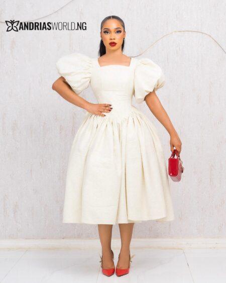 CREAM DAMASK SKATER DRESS