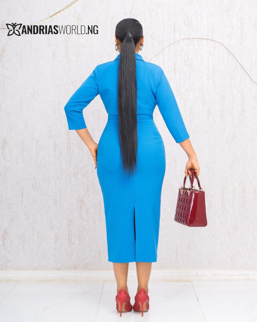 BLUE MIDI BLAZER DRESS