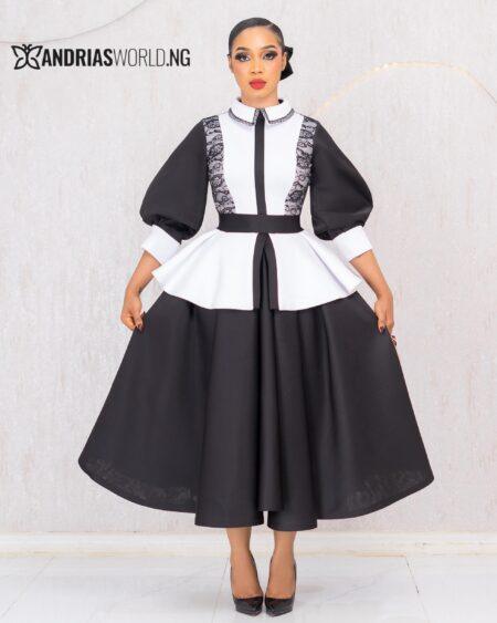 BLACK AND WHITE SCUBA DRESS