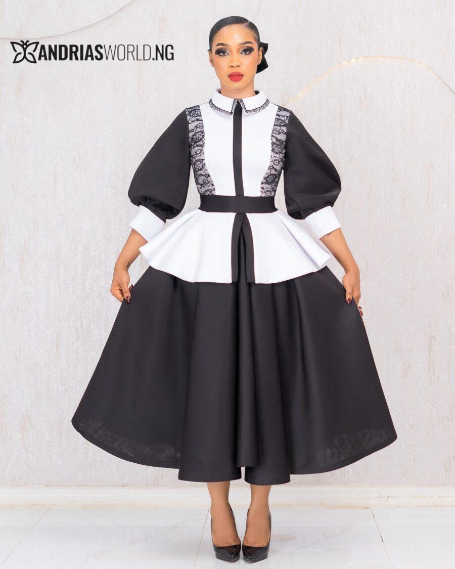 BLACK AND WHITE SCUBA DRESS