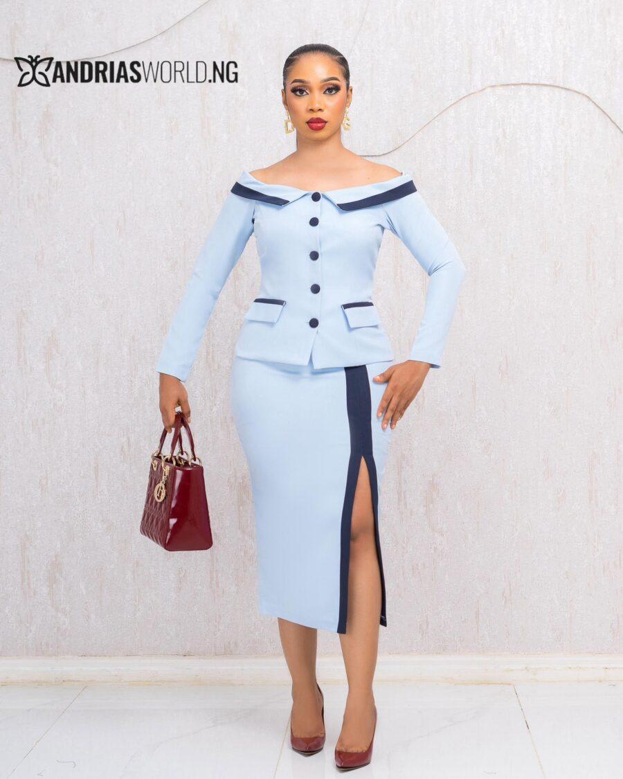 SKY BLUE TWO PIECE SKIRT SET