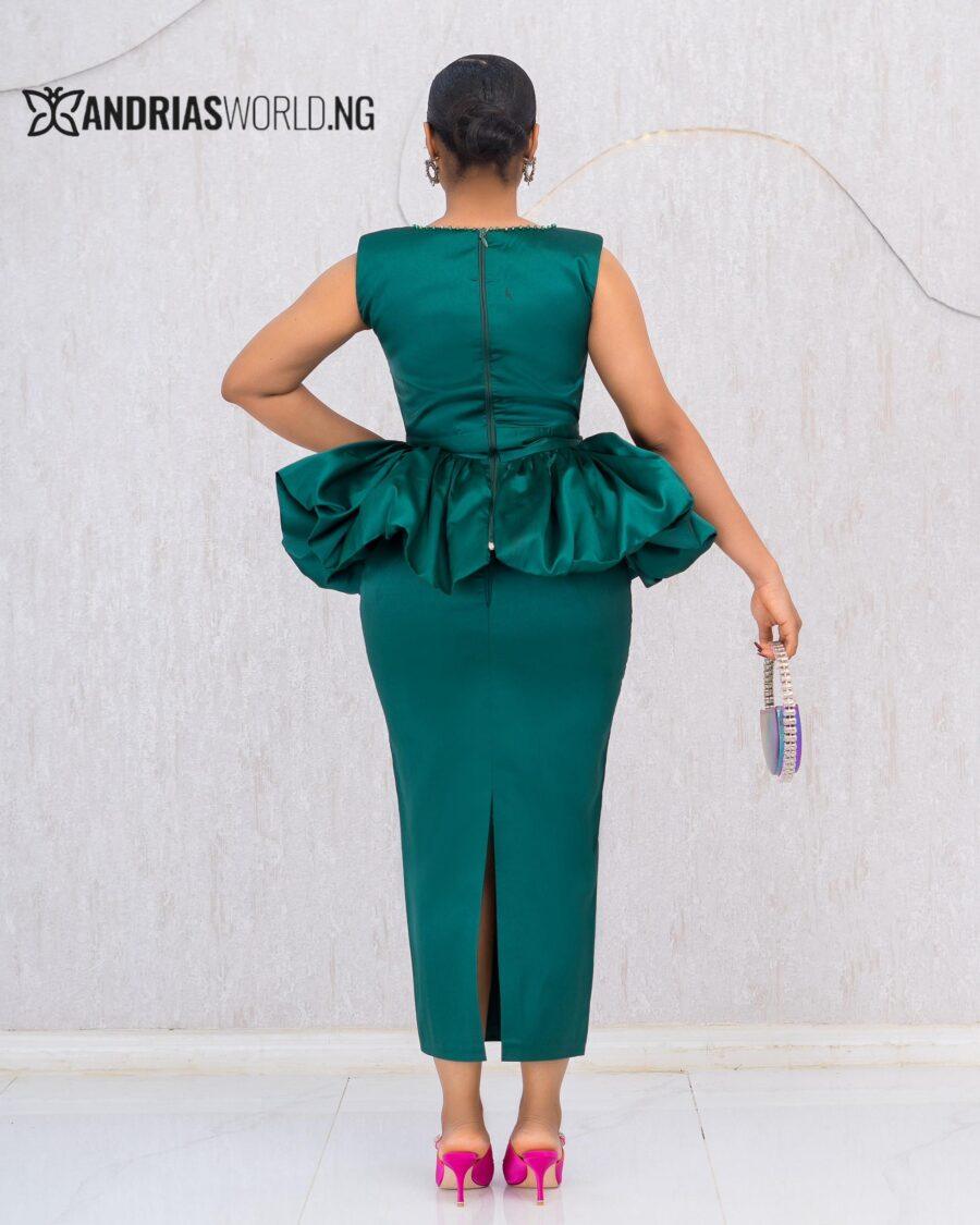 GREEN STUDDED MIKADO SKIRT SET
