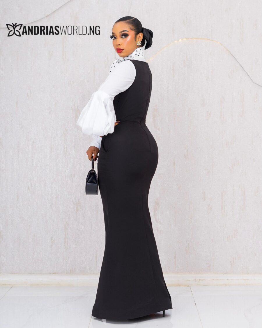 TWO PIECE BLACK MAXI DRESS WITH WHITE SHIRT