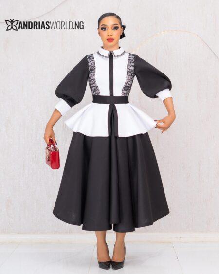 BLACK AND WHITE SCUBA DRESS