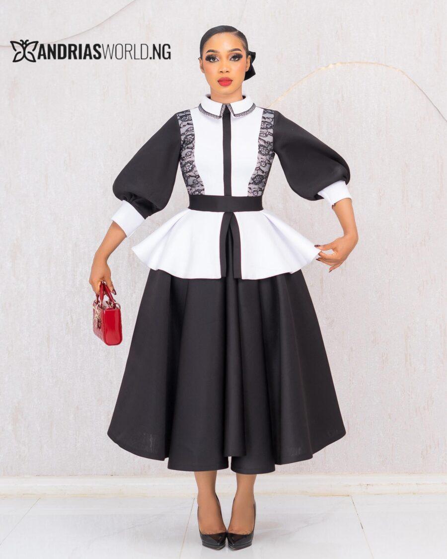BLACK AND WHITE SCUBA DRESS