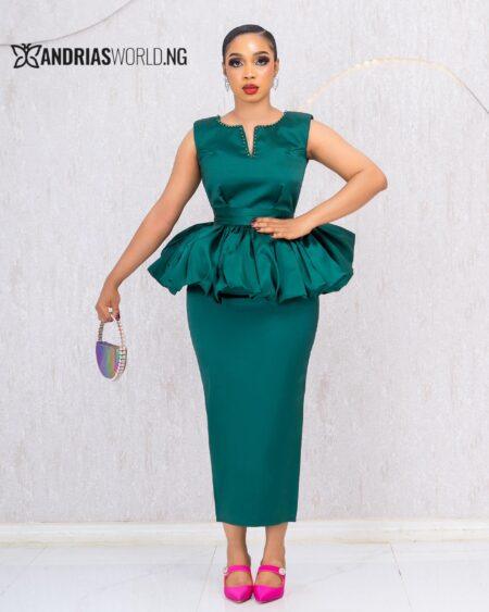 GREEN STUDDED MIKADO SKIRT SET