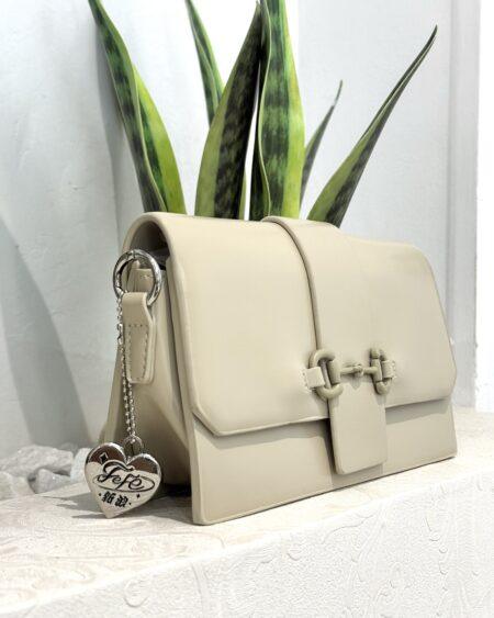 CREAM HAND BAG WITH DETACHABLE STRAPS