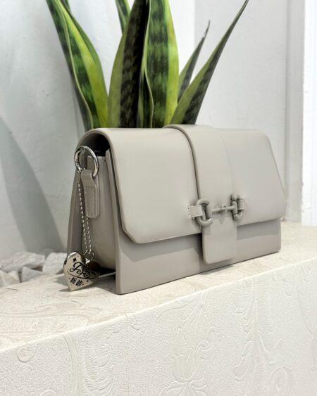 GREY HAND BAG WITH DETACHABLE STRAP