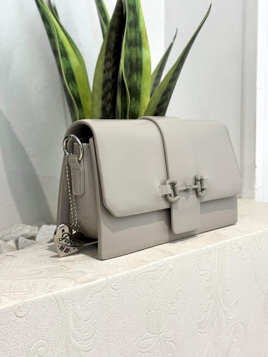GREY HAND BAG WITH DETACHABLE STRAP