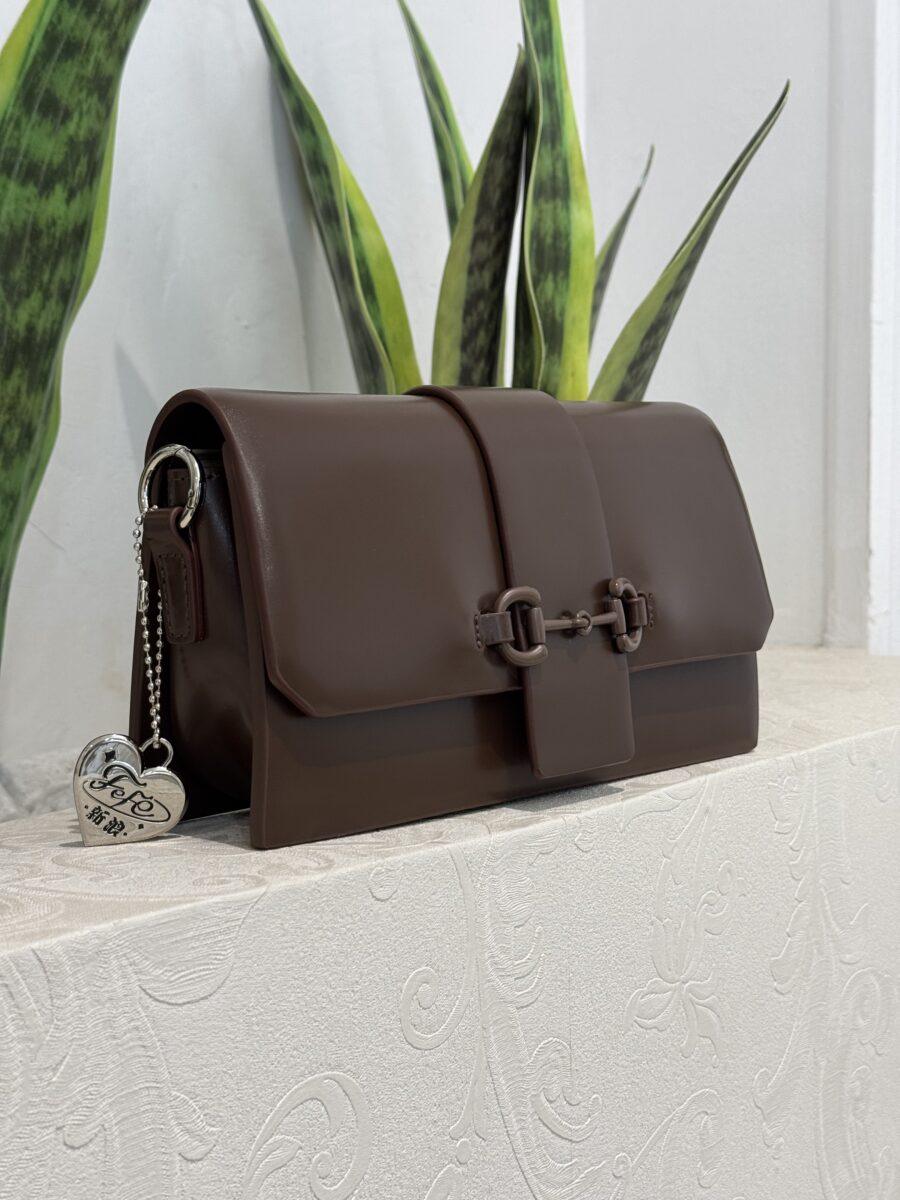 BROWN HAND BAG WITH DETACHABLE STRAPS