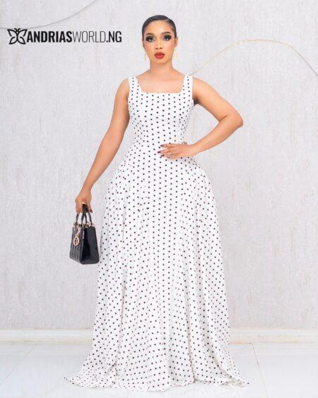 WHITE POLKADOT MAXI SLEEVELESS DRESS
