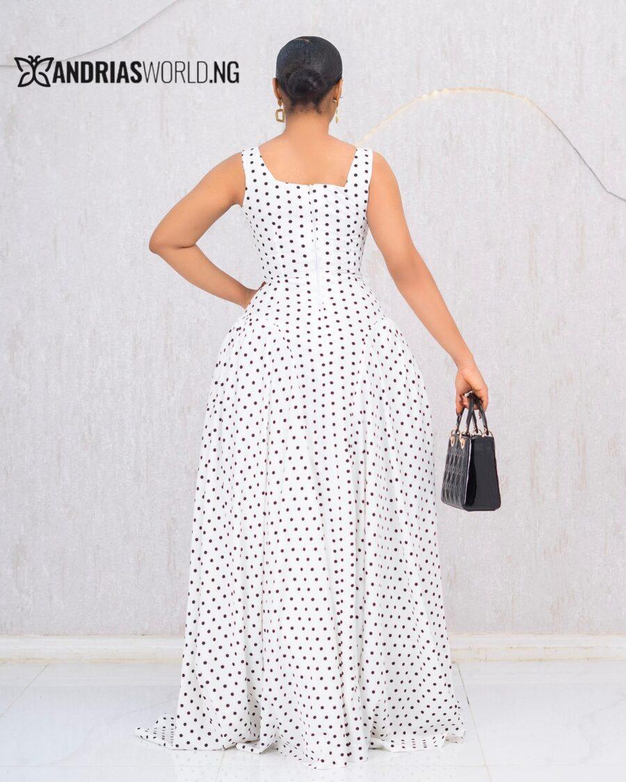 WHITE POLKADOT MAXI SLEEVELESS DRESS