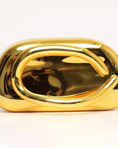 GOLD-TONE CLUTCH WITH DETACHABLE CHAIN STRAP