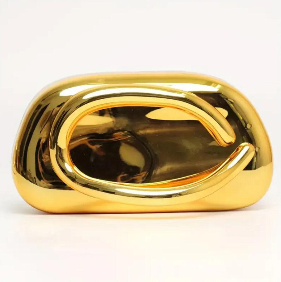 GOLD-TONE CLUTCH WITH DETACHABLE CHAIN STRAP