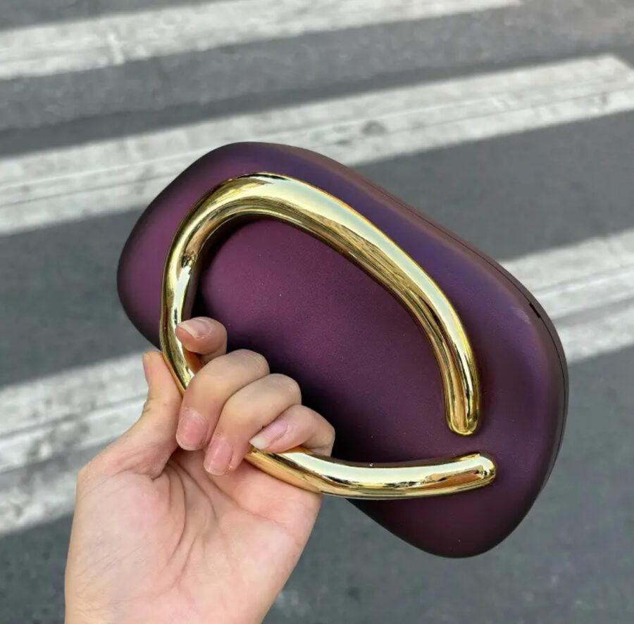 PURPLE CLUTCH WITH DETACHABLE STRAP