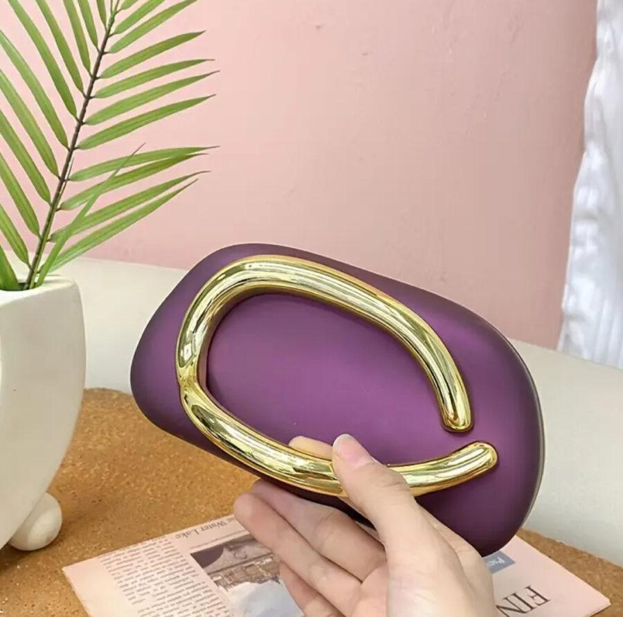 PURPLE CLUTCH WITH DETACHABLE STRAP