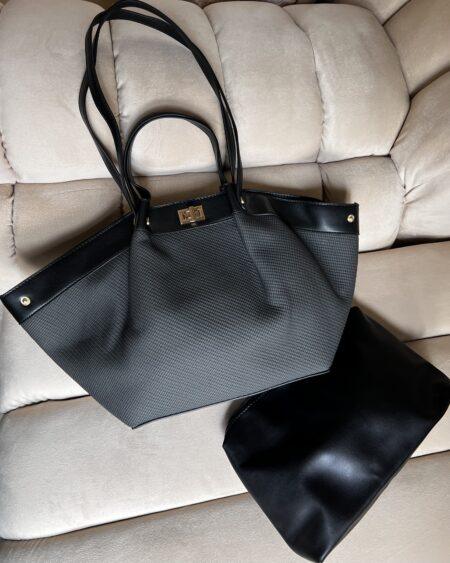 BLACK AND GREY HANDBAG