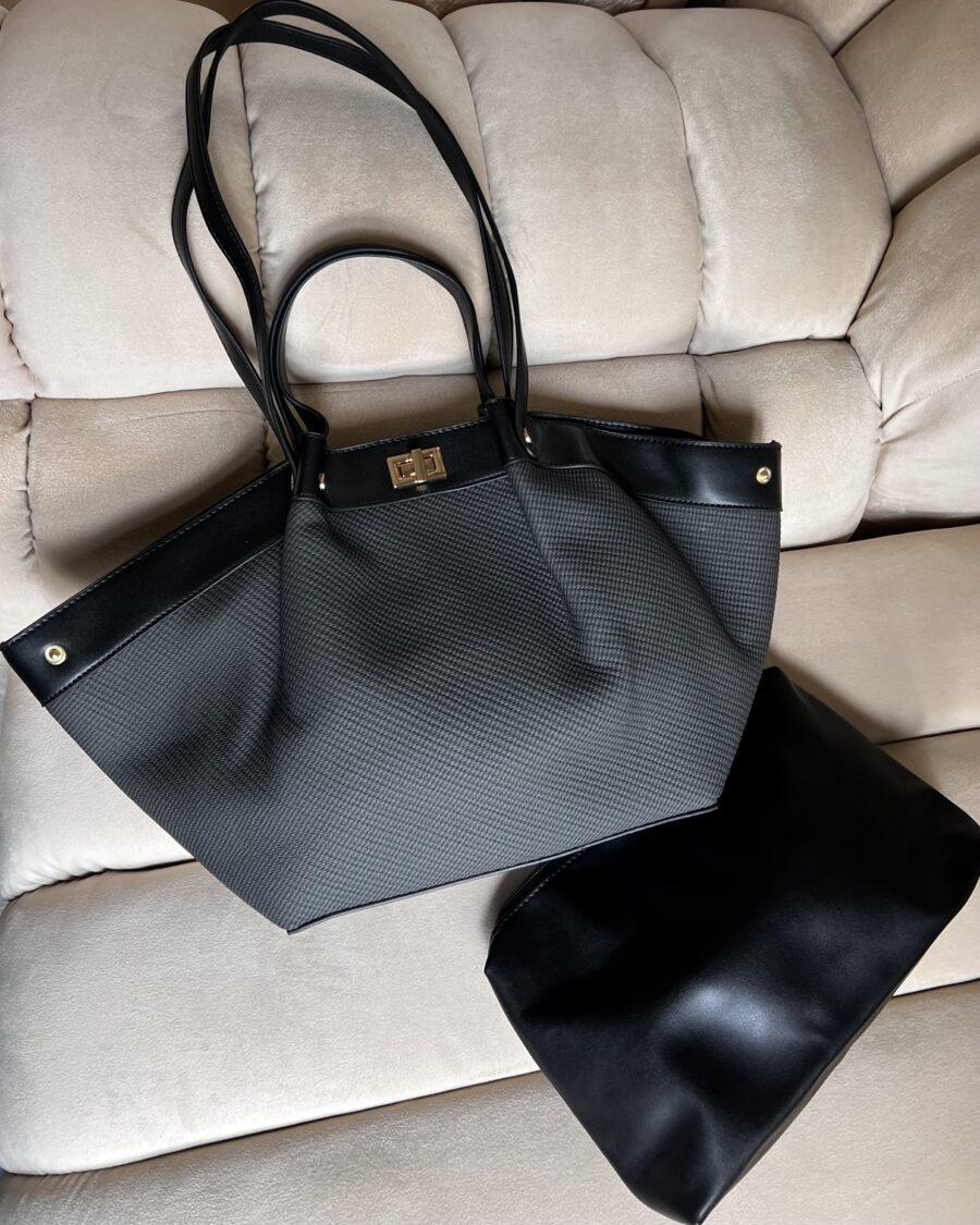 BLACK AND GREY HANDBAG