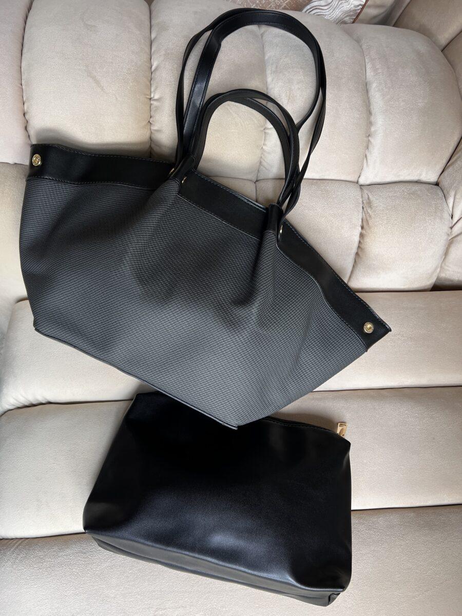 BLACK AND GREY HANDBAG