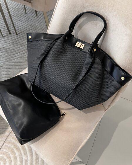 BLACK AND GREY HANDBAG