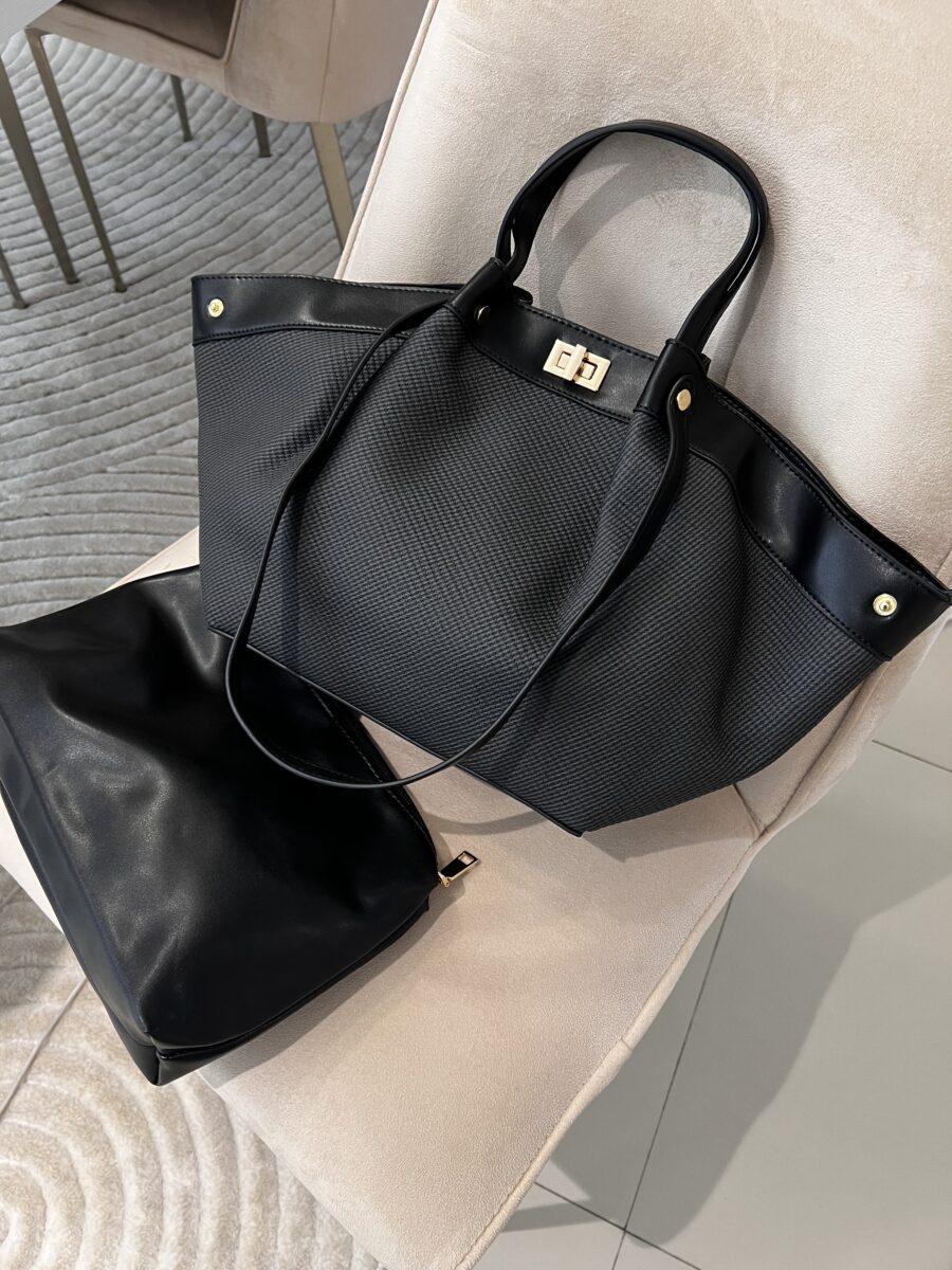 BLACK AND GREY HANDBAG