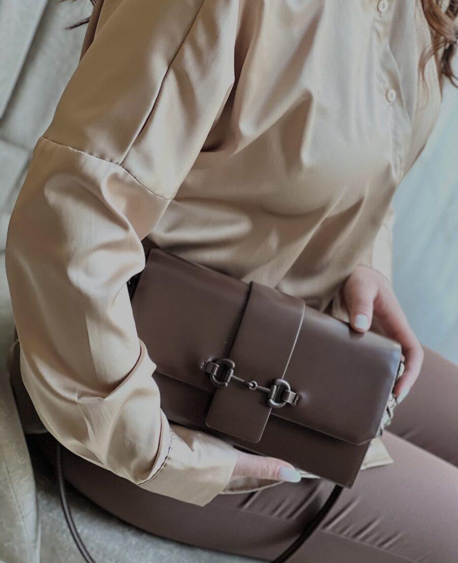 BROWN HAND BAG WITH DETACHABLE STRAPS