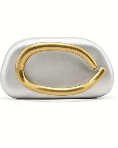 SILVER CLUTCH WITH DETACHABLE CHAIN STRAP
