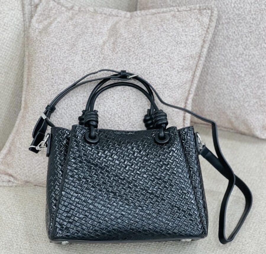 BLACK WOOVEN LEATHER BAG