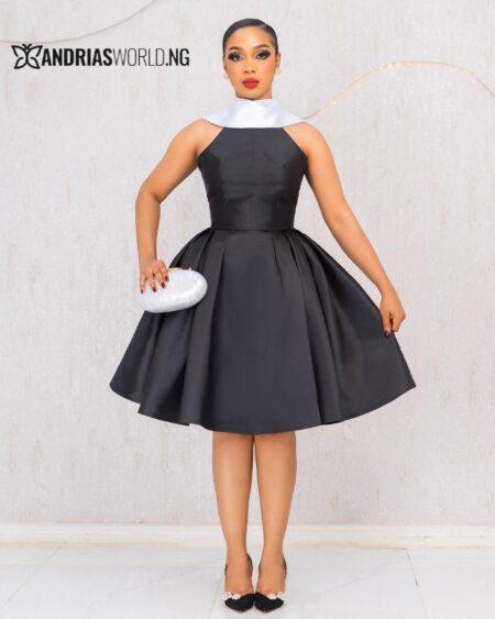 BLACK AND WHITE MIKADO DRESS