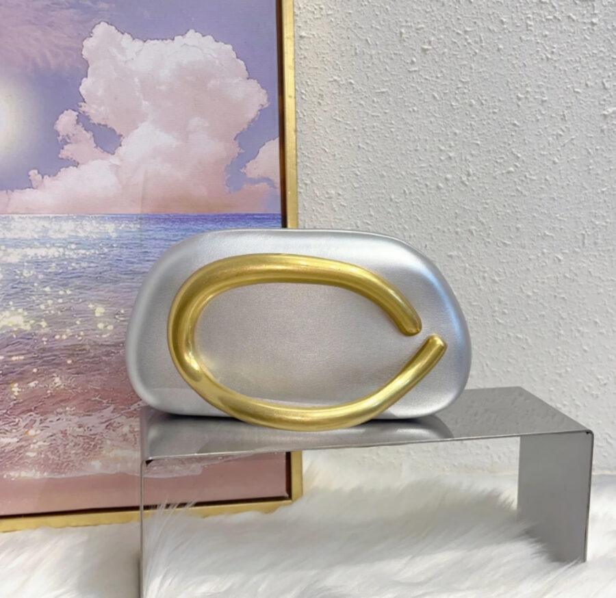 SILVER AND GOLD PURSE WITH DETACHABLE STRAP