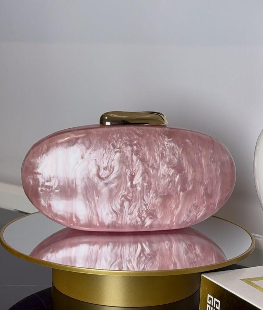PEACH OVAL PEARL PURSE