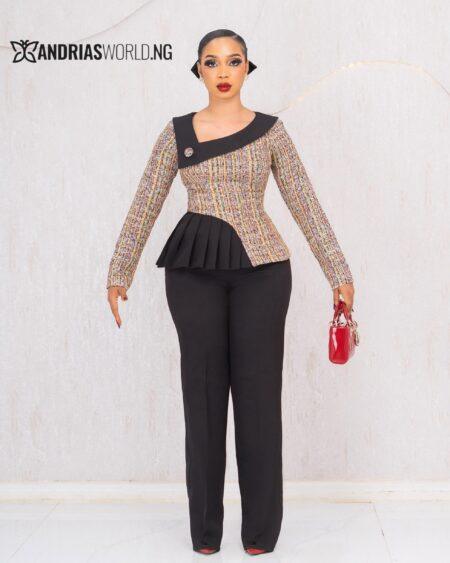 BLACK MULTICOLOR TWEED TROUSER SET
