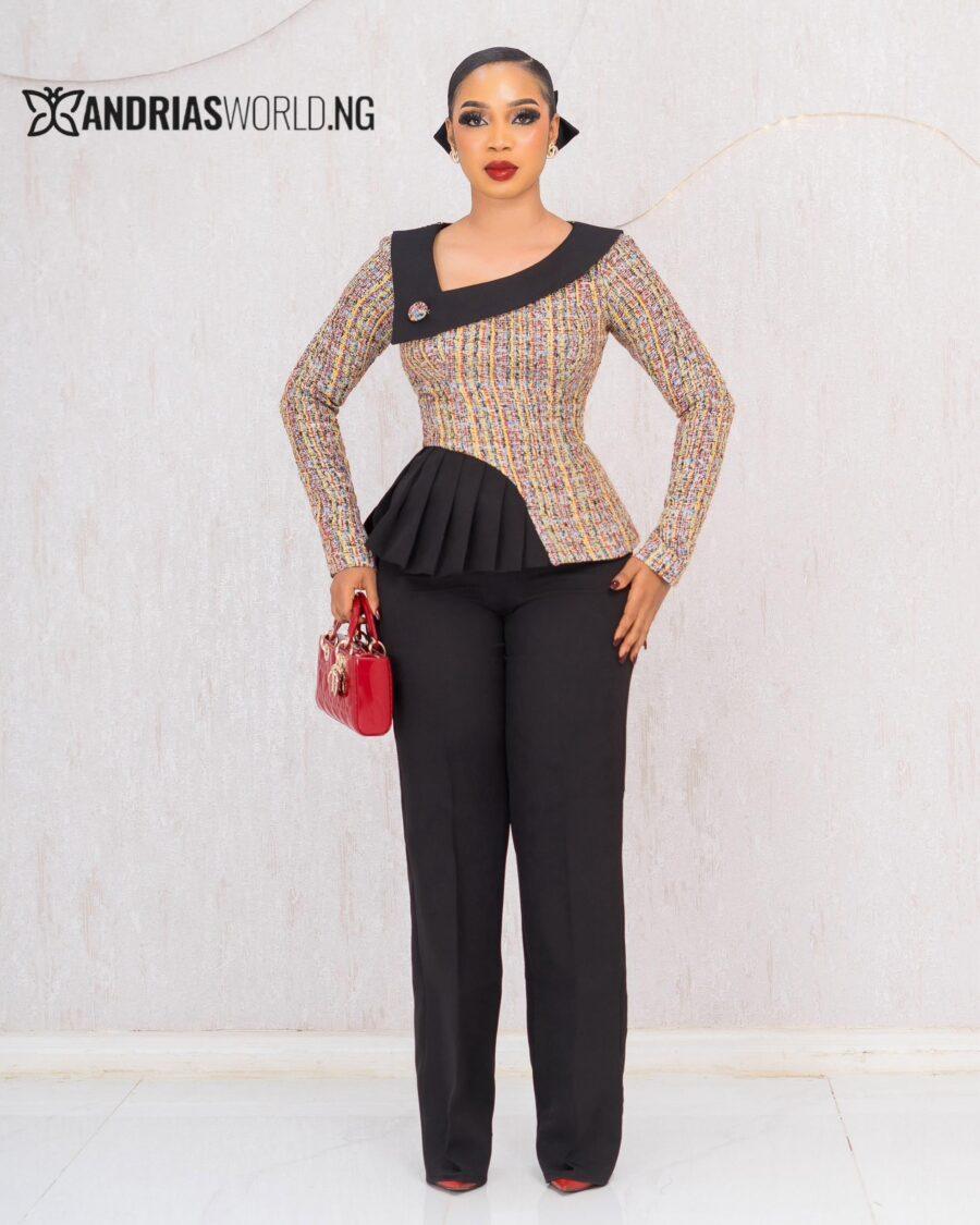 BLACK MULTICOLOR TWEED TROUSER SET