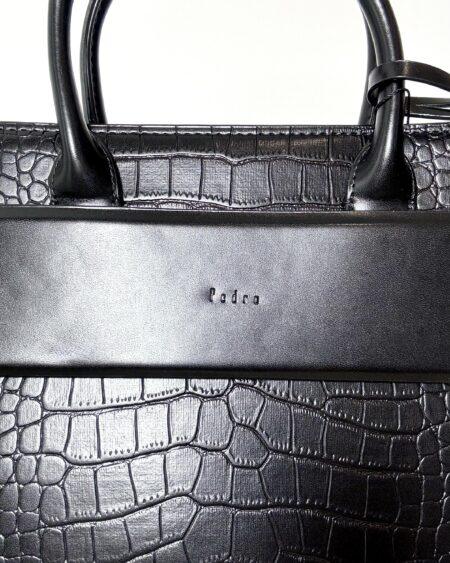 BLACK CROC LEATHER HANDBAG