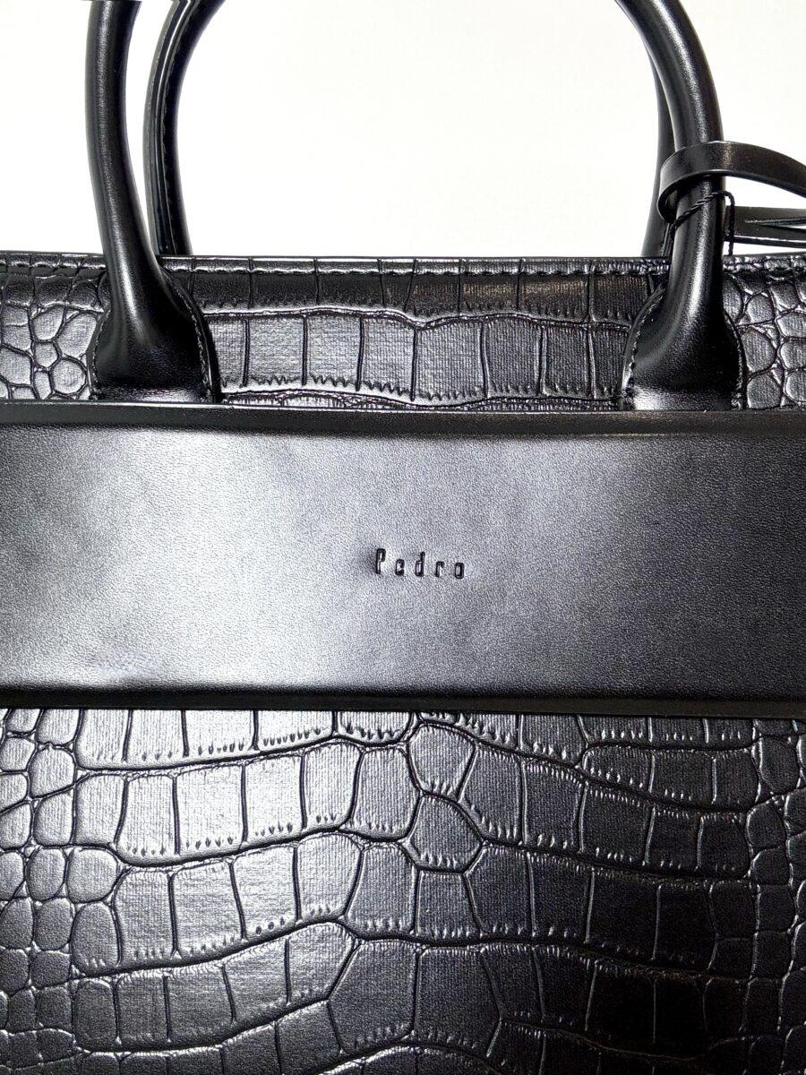 BLACK CROC LEATHER HANDBAG