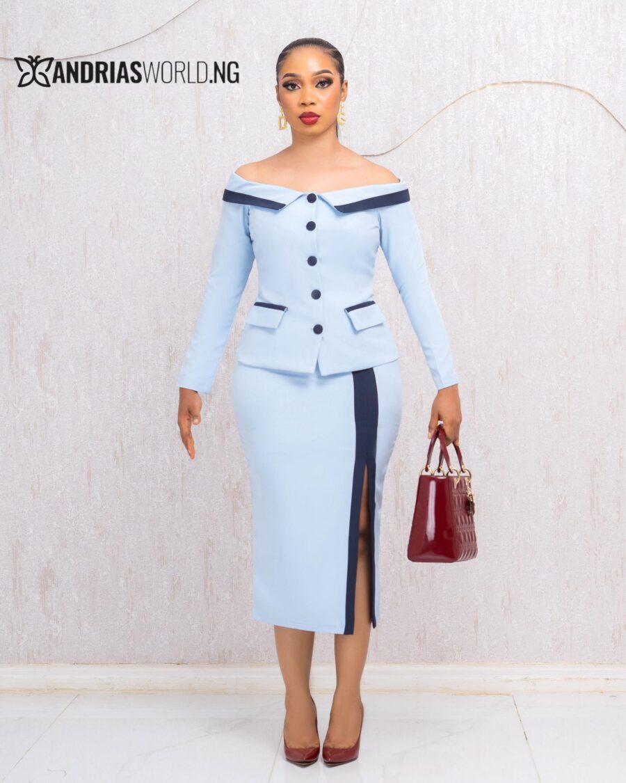 SKY BLUE TWO PIECE SKIRT SET
